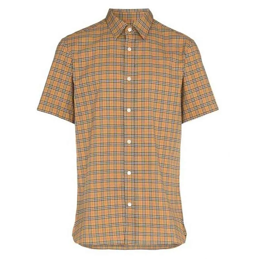 Thời trang Phối màu - Áo Sơ Mi Nam Burberry Check Print Buttoned Down Cotton Shirt Camel Phối Màu Size XS - Vua Hàng Hiệu