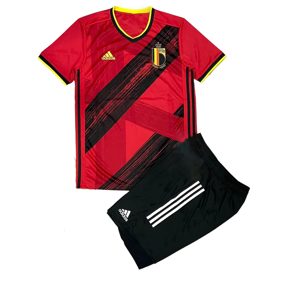 Thời trang Adidas 100%Polyester - Bộ Quần Áo Cộc Tay Nam Adidas Football Belgium Home Jersey Short Màu Đỏ Đen Size S - Vua Hàng Hiệu