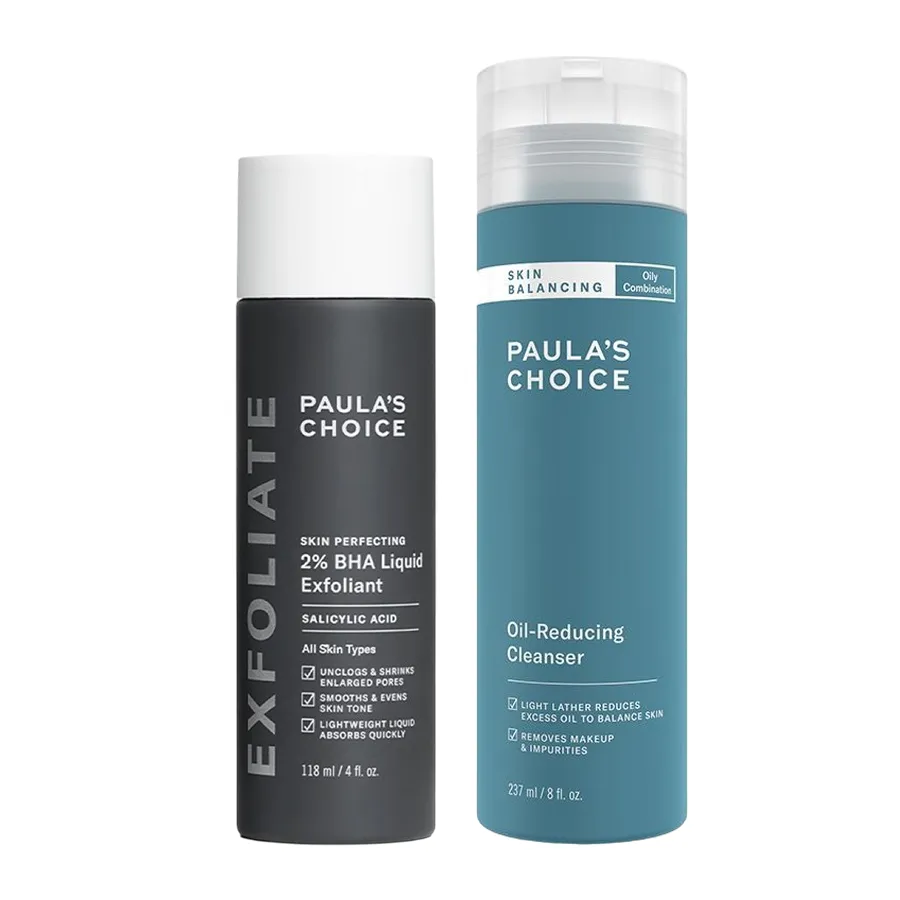 Paula's Choice - Combo Tẩy Da Chết Paula's Choice Skin Perfecting 2% BHA 118ml + Sữa Rửa Mặt Oil-Reducing Cleanser 237ml - Vua Hàng Hiệu