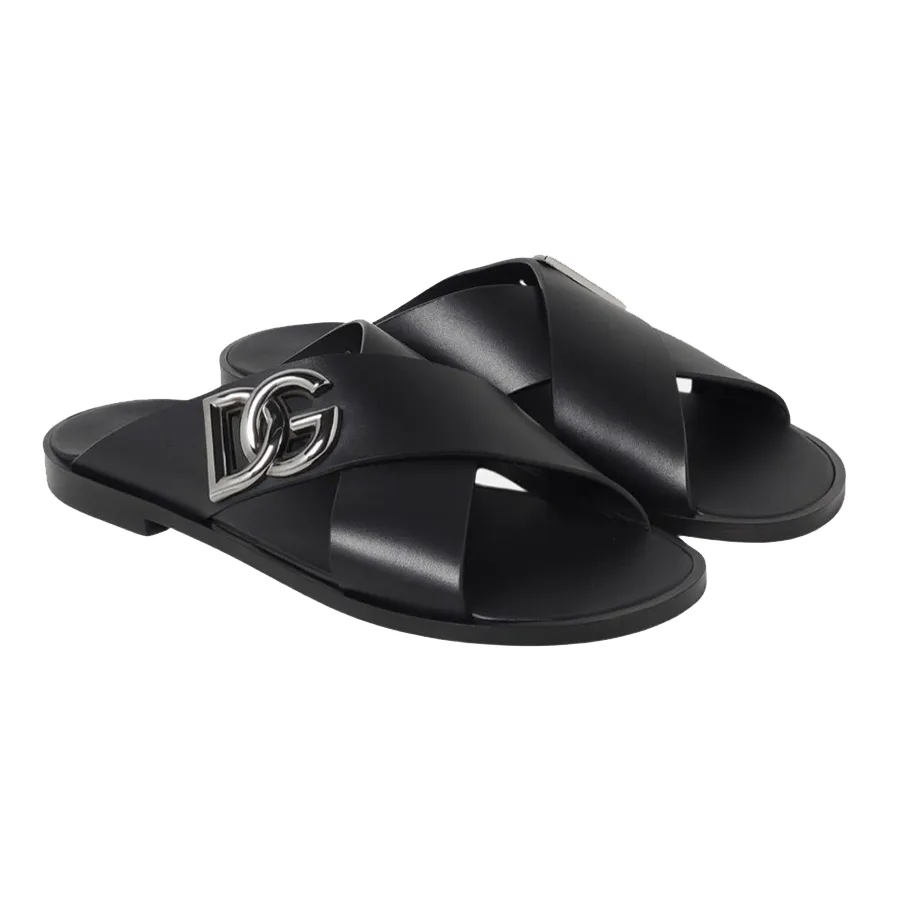 Dép Da cao cấp - Dép Nam Dolce & Gabbana D&G Calfskin Sandals A80440AO60280999 Màu Đen Size 6 - Vua Hàng Hiệu