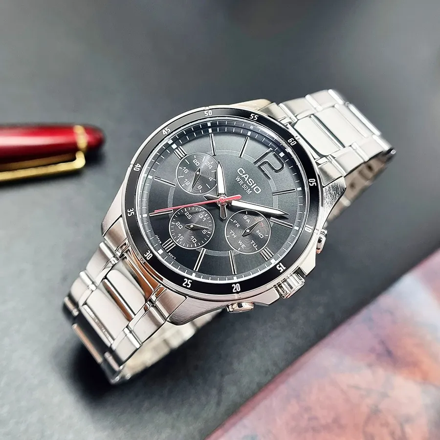 Đồng Hồ Nam Casio MTP-1374D-1AVDF Màu Đen Bạc Vua Hàng Hiệu