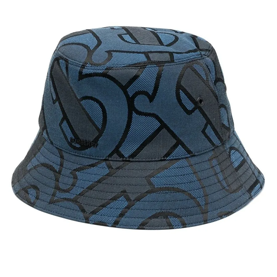 Mũ nón Burberry - Mũ Burberry Bucket Blue Cotton Monogram Hat 8072726 Màu Xanh Họa Tiết - Vua Hàng Hiệu