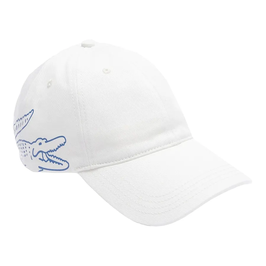 Mũ Lacoste Crocodile Print Organic Cotton Cap RK9398 70V Màu Trắng