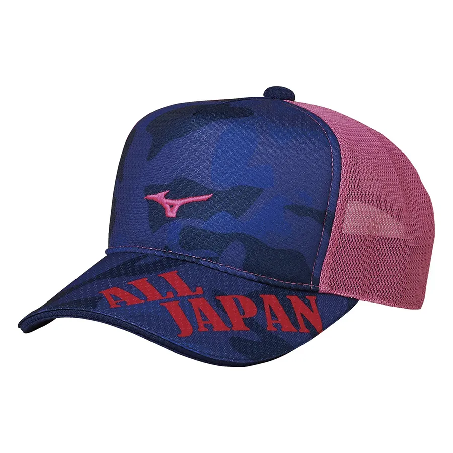 Mizuno - Mũ Mizuno Soft Tennis All Japan Cap 62JW0Z43 Màu Xanh Navy Phối Hồng - Vua Hàng Hiệu