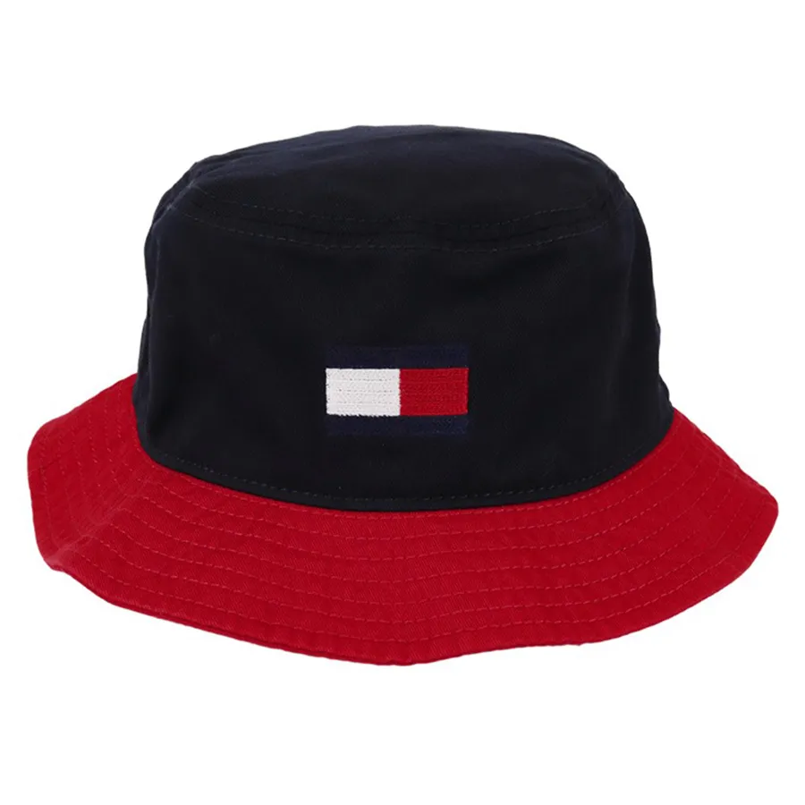 Mũ nón Tommy Hilfiger - Mũ Tommy Hilfiger Brand Logo Bucket Hat Màu Đen Phối Đỏ Size 56 - Vua Hàng Hiệu