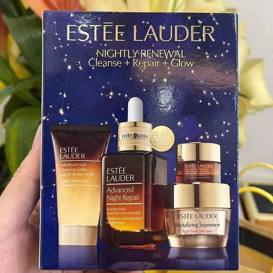 Set Dưỡng Da Estée Lauder Nightly Renewal Cleanse + Repair + Glow