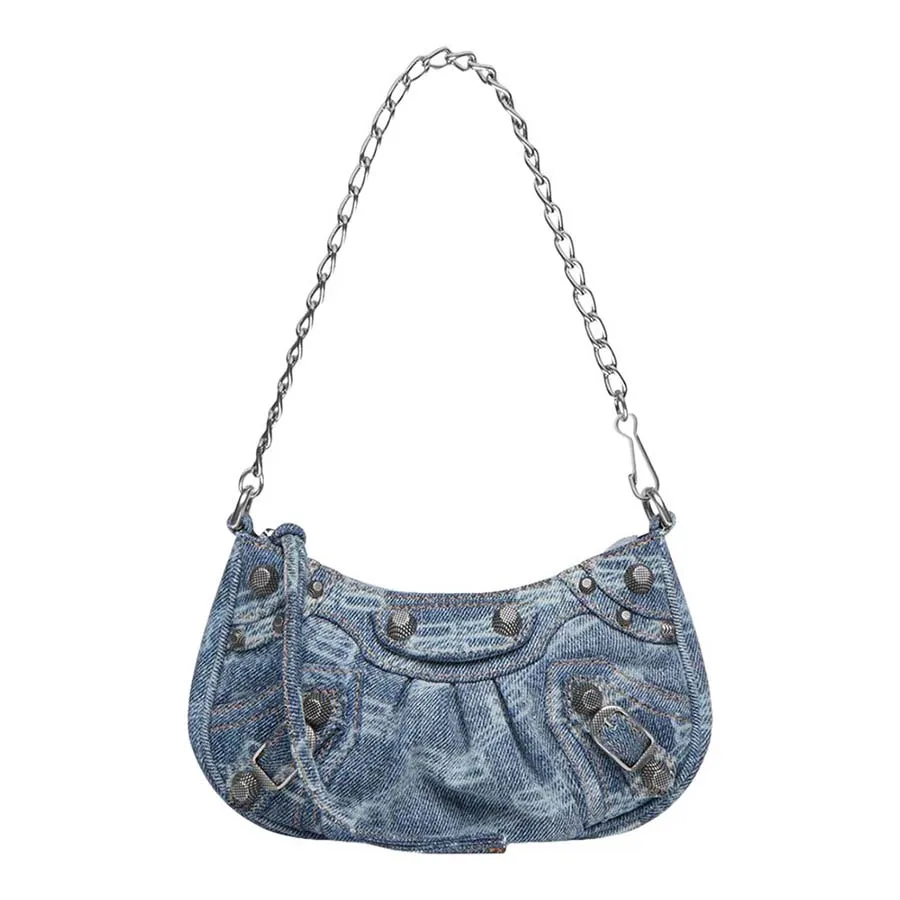 Túi xách Balenciaga - Túi Đeo Vai Nữ Balenciaga Le Cagole Mini Denim Shoulder Bag Màu Xanh - Vua Hàng Hiệu