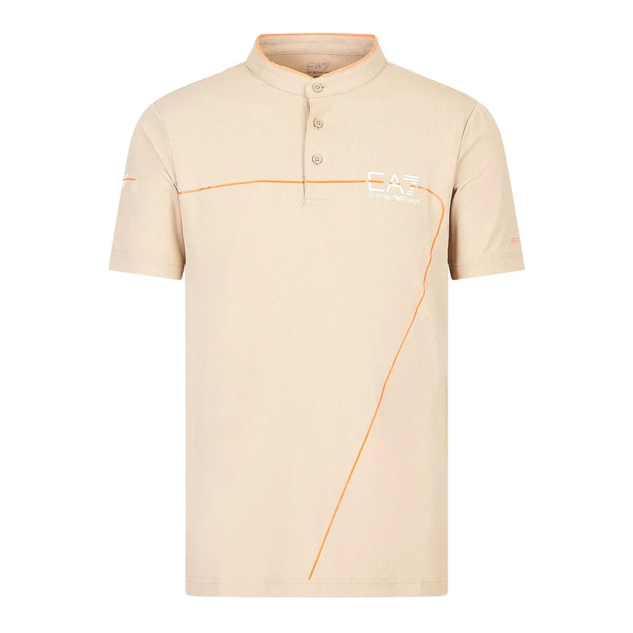 Áo Polo Nam Emporio Armani EA7 Tennis Pro Serafino Lined Polo Shirt Màu Be Size S