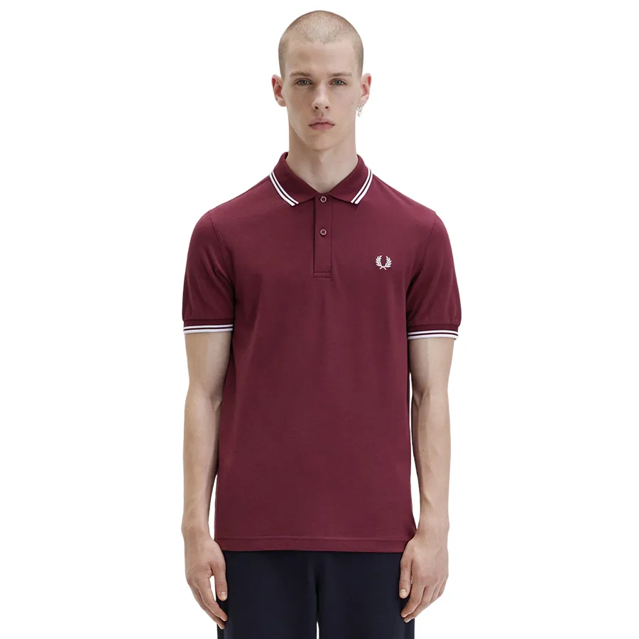 Thời trang Đỏ đô - Áo Polo Nam Fred Perry Twin Tipped M3600 - 122 Màu Đỏ Đô Size S - Vua Hàng Hiệu