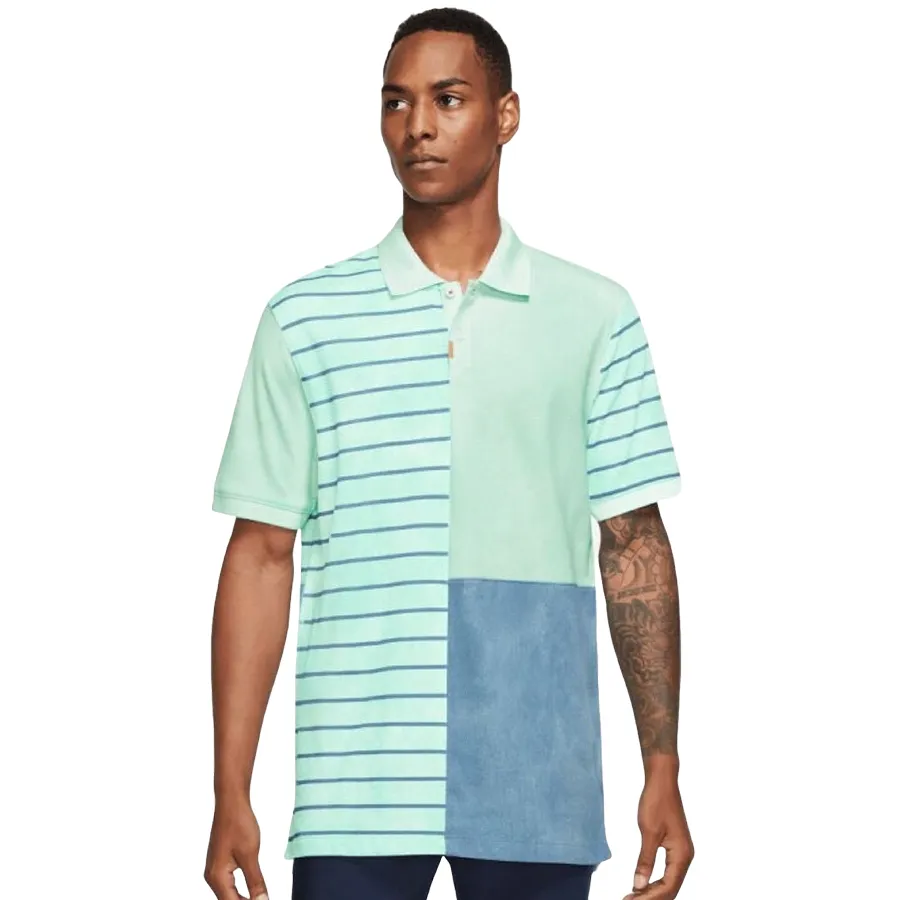 Thời trang Polyester, Cotton - Áo Polo Nam Nike Stripe Splicing Lapel Mint Green Polo Shirt DH0967-379 Màu Xanh Bạc Hà Size S - Vua Hàng Hiệu
