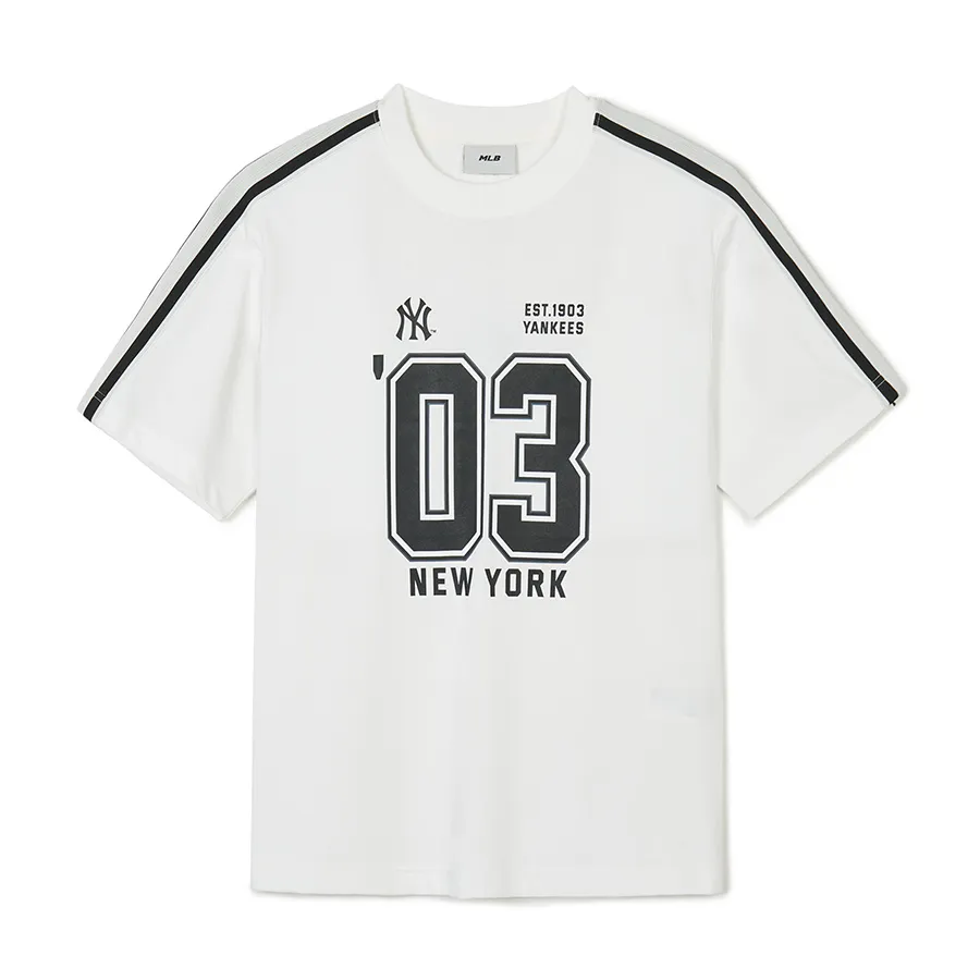 Thời trang MLB Trắng kem - Áo Thun MLB Sports Varsity Track Short Sleeve T-Shirt New York Yankees 3ATSV2143-50IVS Màu Trắng Kem - Vua Hàng Hiệu