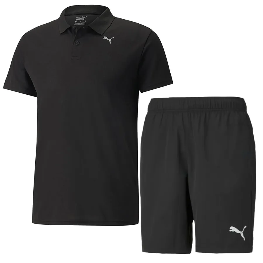 Puma - Bộ Quần Áo Cộc Tay Nam Puma Polo Shirt And Shorts 521933/588885 Màu Đen Size L - Vua Hàng Hiệu