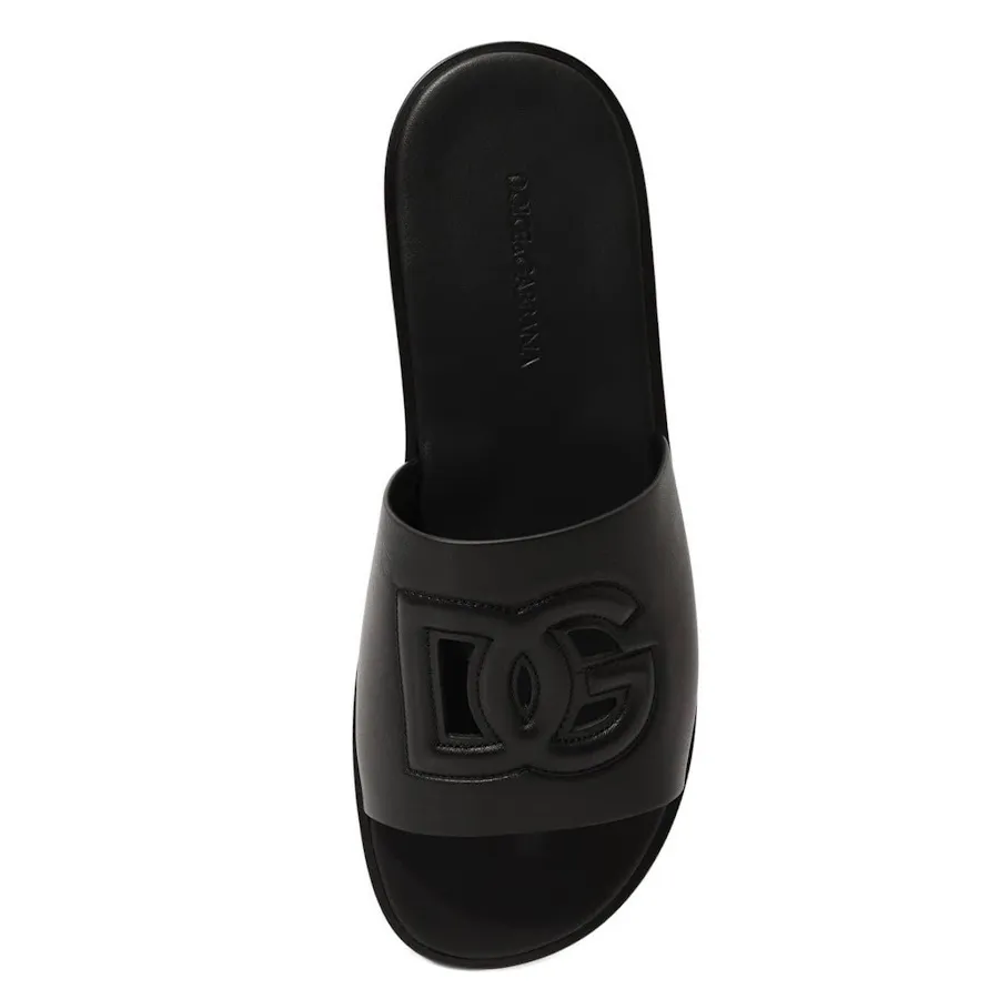 Dolce & Gabbana - Dép Nam Dolce & Gabbana D&G Slides With DG Logo A80272 Màu Đen Size 6 - Vua Hàng Hiệu