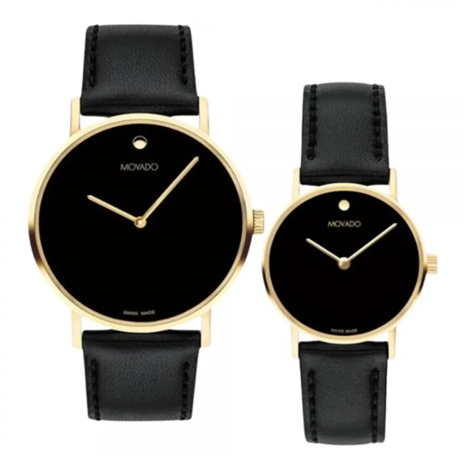 Đồng Hồ Đôi Movado Signature 0607591/0607599 Màu Đen Vàng Vua