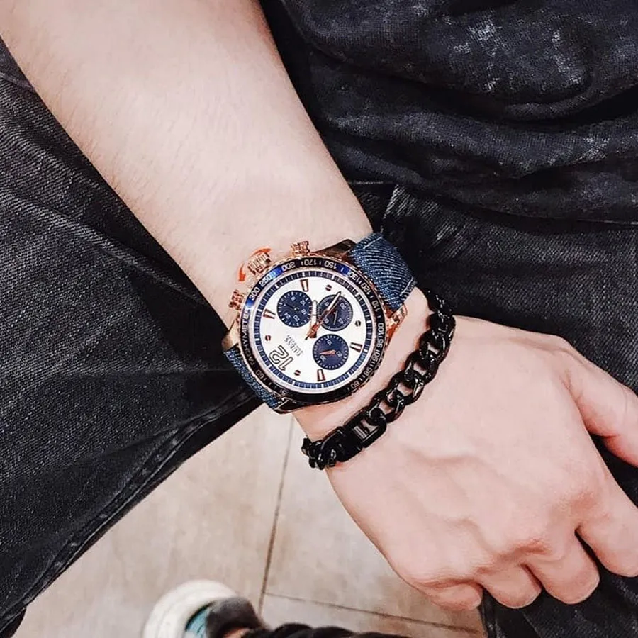 Đồng Hồ Nam Guess Fleet W0970G3 White/Rose Gold Tone/Blue Màu Xanh