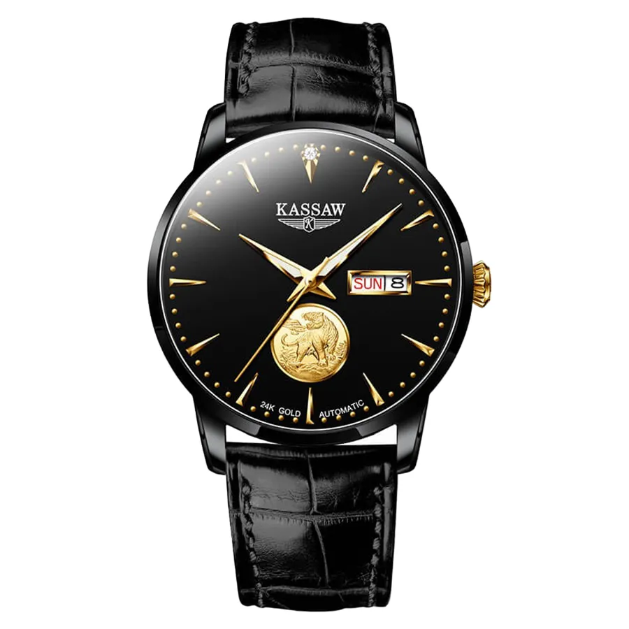 Đồng Hồ Nam Kassaw K355-1 Màu Đen Vàng
