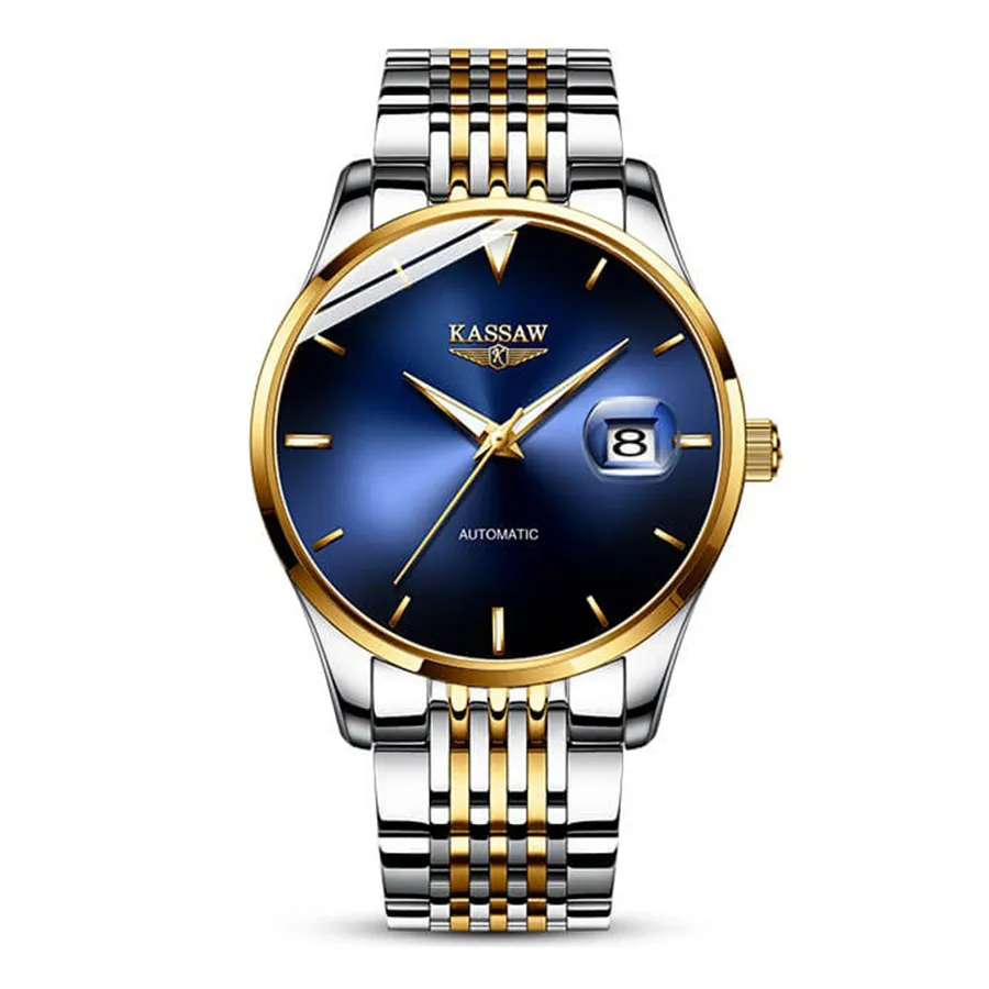 Đồng Hồ Nam Kassaw Watch K867-2 Mặt Blue Màu Demi (Vàng - Bạc)