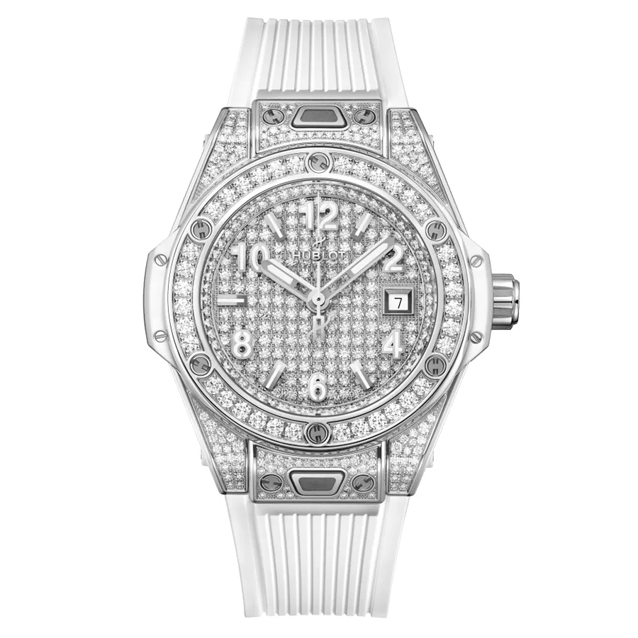 Hublot - Đồng Hồ Nữ Hublot Bigbang Oneclick Steel White Full Pave 33mm 485.SE.9000.RW.1604 Màu Trắng Bạc - Vua Hàng Hiệu