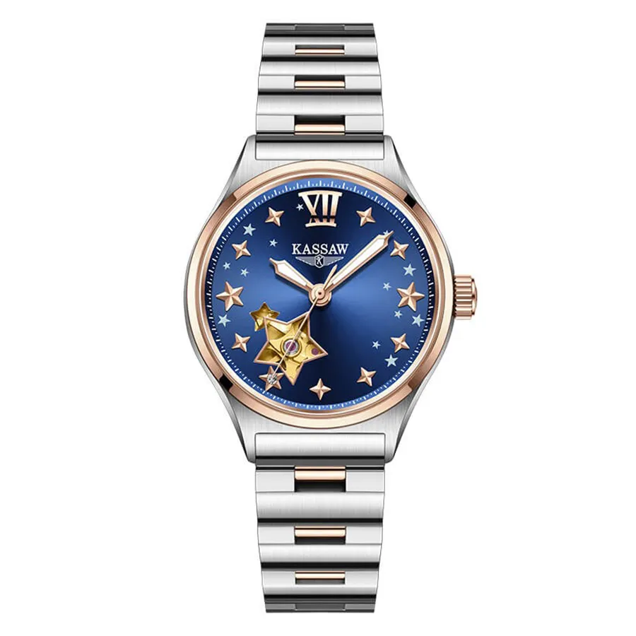 Đồng Hồ Nữ Kassaw Automatic K1009-2 Màu Bạc Xanh Đậm