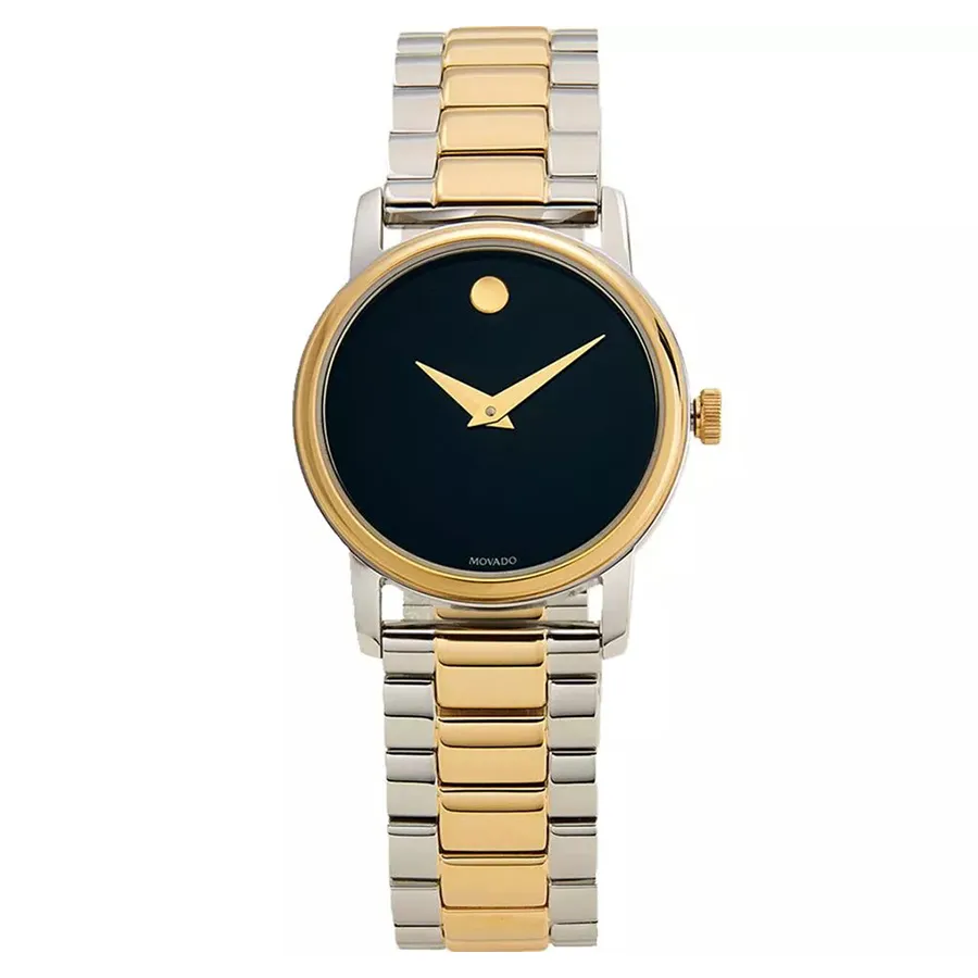 Movado - Đồng Hồ Nữ Movado Classic Museum Quartz Black 2100018 Màu Bạc Vàng - Vua Hàng Hiệu