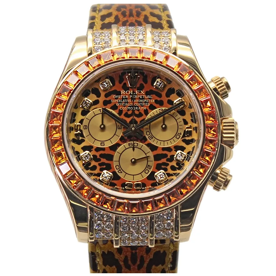 Đồng hồ Unisex - Đồng Hồ Rolex Daytona 116598SACO Leopard Họa Tiết Da Báo - Vua Hàng Hiệu