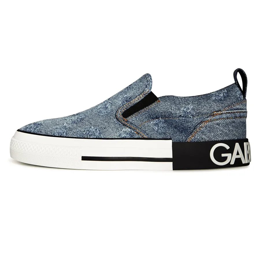 Giày Giày Slip On - Giày Slip On Nam Dolce & Gabbana D&G Distressed Denim Slip-on Sneakers CS1900 Màu Xanh Denim Size 8 - Vua Hàng Hiệu