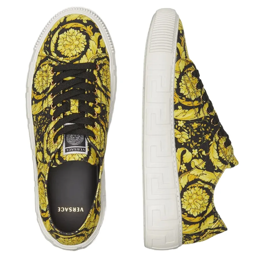 Giày Thể Thao Nam Versace Greca Barocco Print Trainers GVSC04 Màu Đen Vàng Size 41