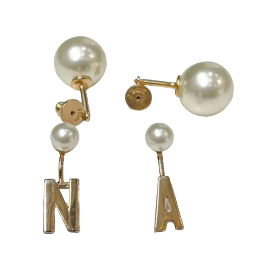 Trang sức Vàng trắng - Khuyên Tai Nữ Dior Tribales Faux Pearl Letter N/A Single Earring Màu Vàng Trắng - Vua Hàng Hiệu