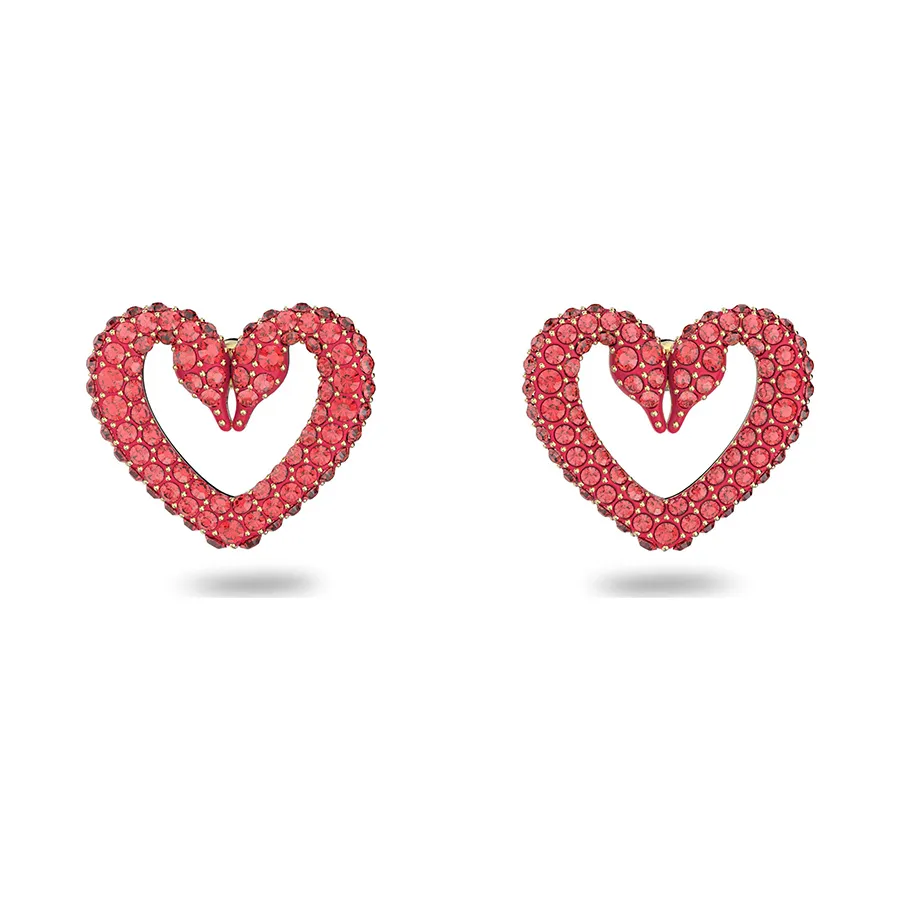 Trang sức Swarovski Khuyên tai - Khuyên Tai Nữ Swarovski Una Stud Earrings Heart, Small, Red, Gold-Tone Plated 5634812 Màu Đỏ - Vua Hàng Hiệu