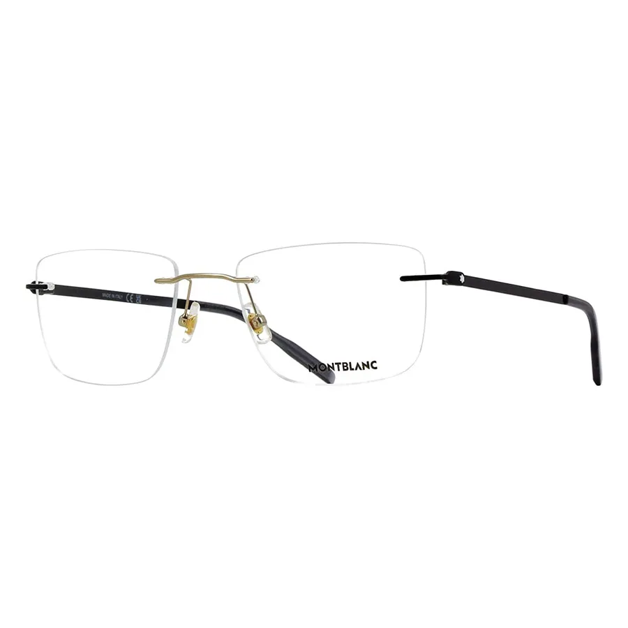 Kính mắt Montblanc - Kính Mắt Cận Nam Montblanc Gold Black Men Eyeglasses MB0281O 011 Màu Đen - Vàng Size XL - Vua Hàng Hiệu