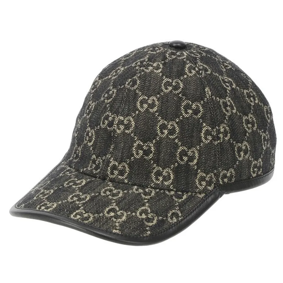 Mũ nón Gucci Mũ lưỡi trai - Mũ Gucci Common GG Denim Ball Cap Black 656206-3HAF8-1060 Màu Đen Xám Size M - Vua Hàng Hiệu