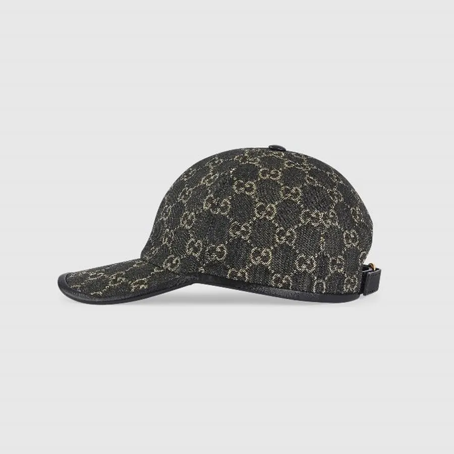 GUCCI キャップ　GG ブラックデニム ロゴプレート M Mũ Gucci Common GG Denim Ball Cap Black 656206-3HAF8-1060 Màu Đen