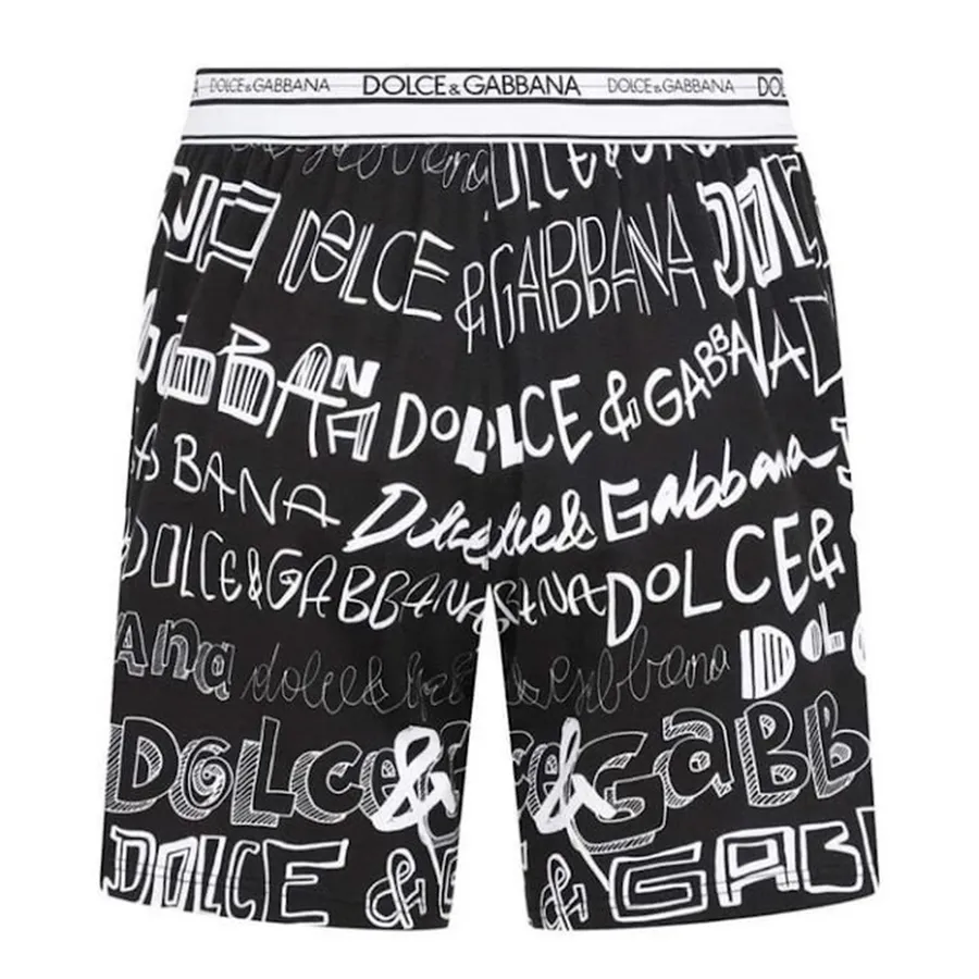 Dolce & Gabbana Đen trắng - Quần Short Nam Dolce & Gabbana D&G Logo Print M4B56J Màu Đen Trắng Size S - Vua Hàng Hiệu