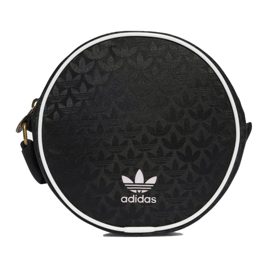 Túi xách Adidas Nữ - Túi Đeo Chéo Nữ Adidas Trefoil Monogram Jacquard Round Bag IT7388 Màu Đen - Vua Hàng Hiệu