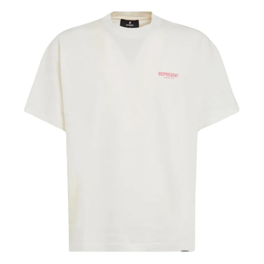 Áo Phông Nam Represent White With Pink Logo Printed OCM409-417 WH/PK Tshirt Màu Trắng