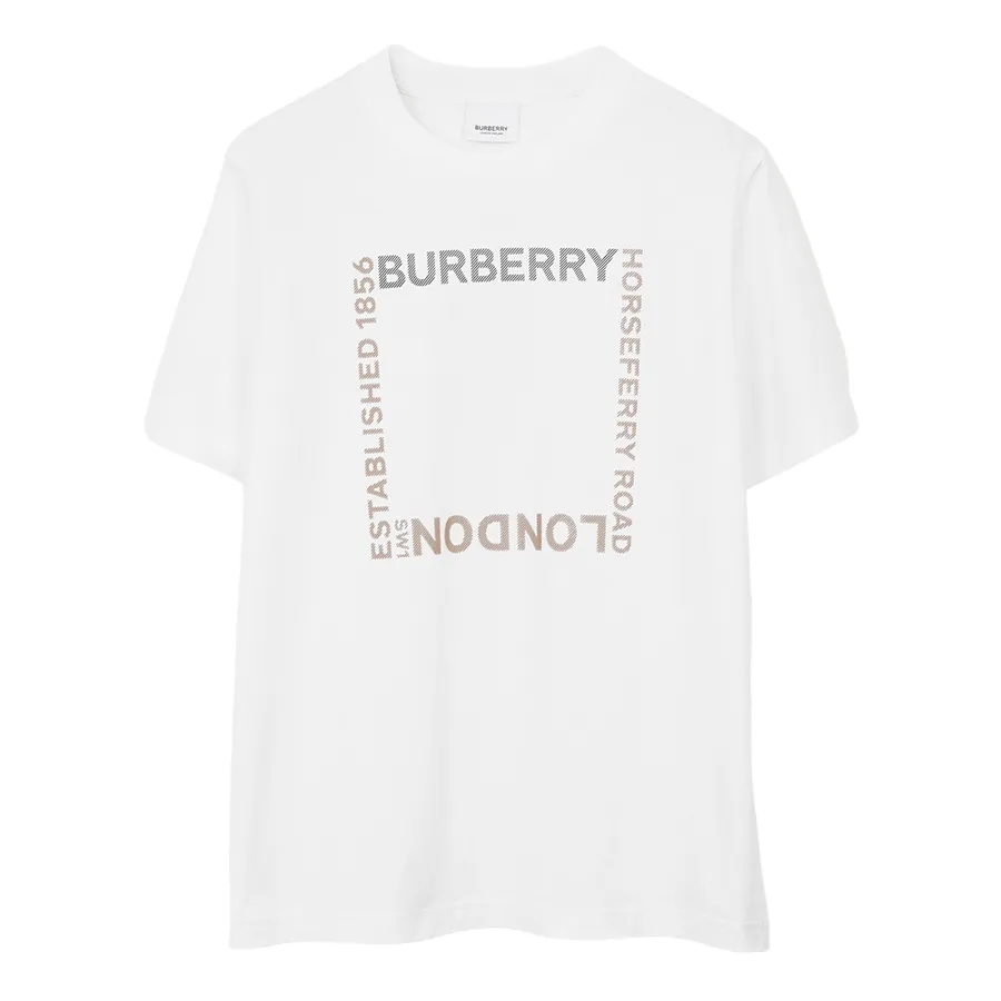 Áo Phông Nữ Burberry White With Logo Printed 80644731 Tshirt Màu Trắng