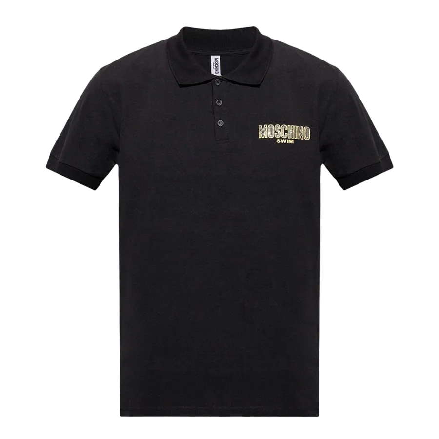 Thời trang Moschino - Áo Polo Nam Moschino Black With Logo Printed V3A1608 9411 0555 Màu Đen - Vua Hàng Hiệu