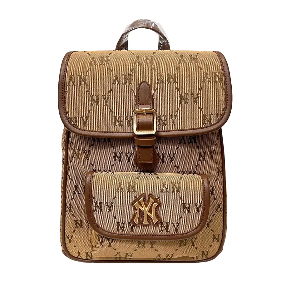 Túi xách MLB - Balo MLB Diamond Monogram Jacquard Backpack New York Yankees 7ABKMD74N-50BGS Màu Nâu - Vua Hàng Hiệu