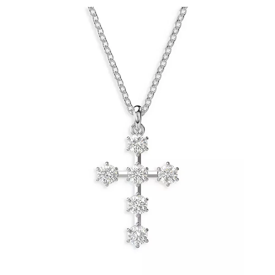 Dây Chuyền Nữ Swarovski Insigne Crystal Cross Pendant Necklace Màu Bạc Trắng