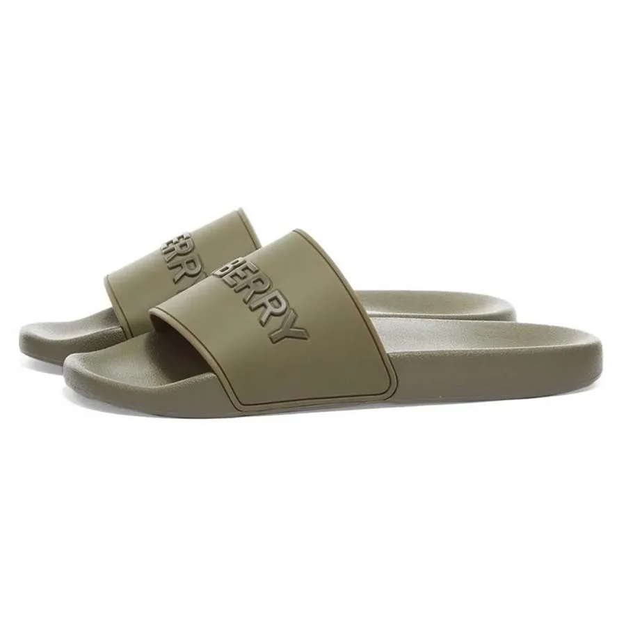 Dép Nam Burberry Embossed Logo Slides Dark Fern Green Màu Xanh Rêu Size 39