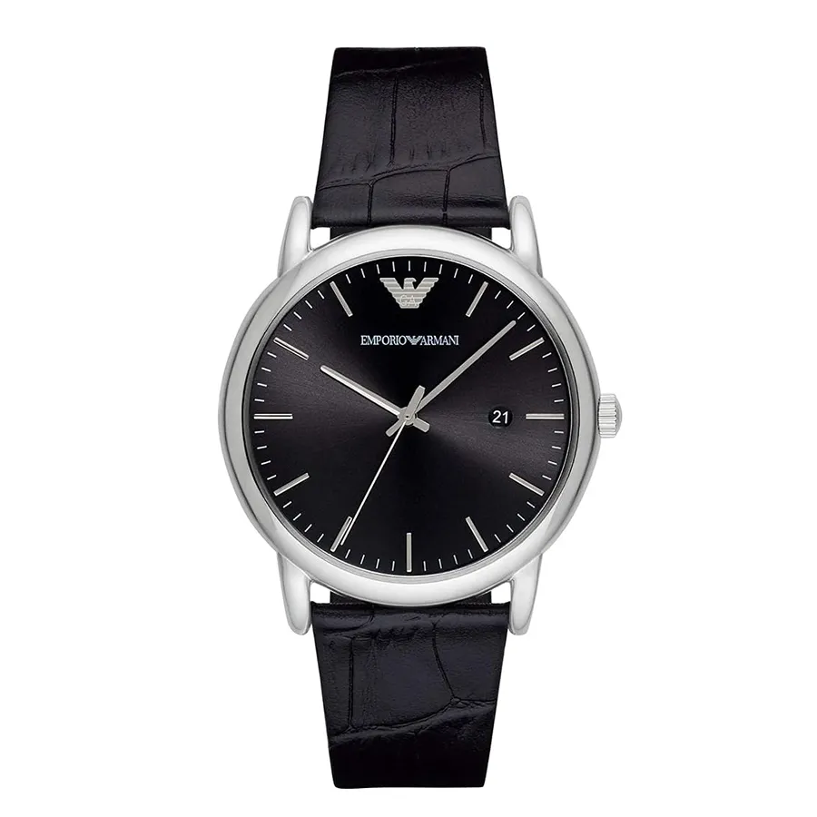Đồng hồ Ý - Đồng Hồ Nam Emporio Armani Date Black Leather Watch AR2500 Màu Đen - Vua Hàng Hiệu