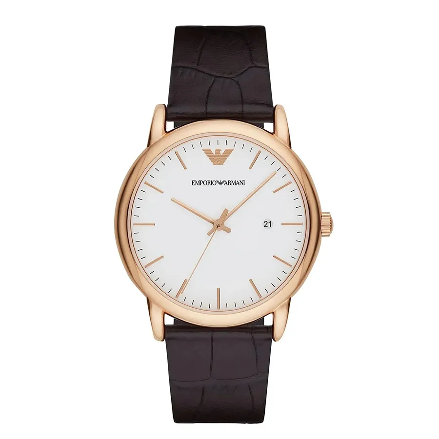 Đồng hồ Ý - Đồng Hồ Nam Emporio Armani Date Brown Leather Watch AR2502 Màu Nâu Đậm - Vua Hàng Hiệu