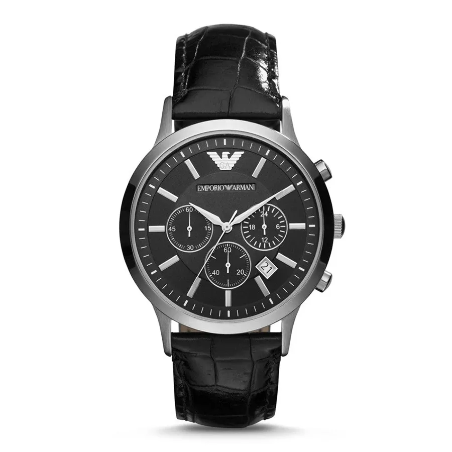 Đồng hồ Ý - Đồng Hồ Nam Emporio Armani Men's Black Leather Watch AR2447 Màu Đen - Vua Hàng Hiệu