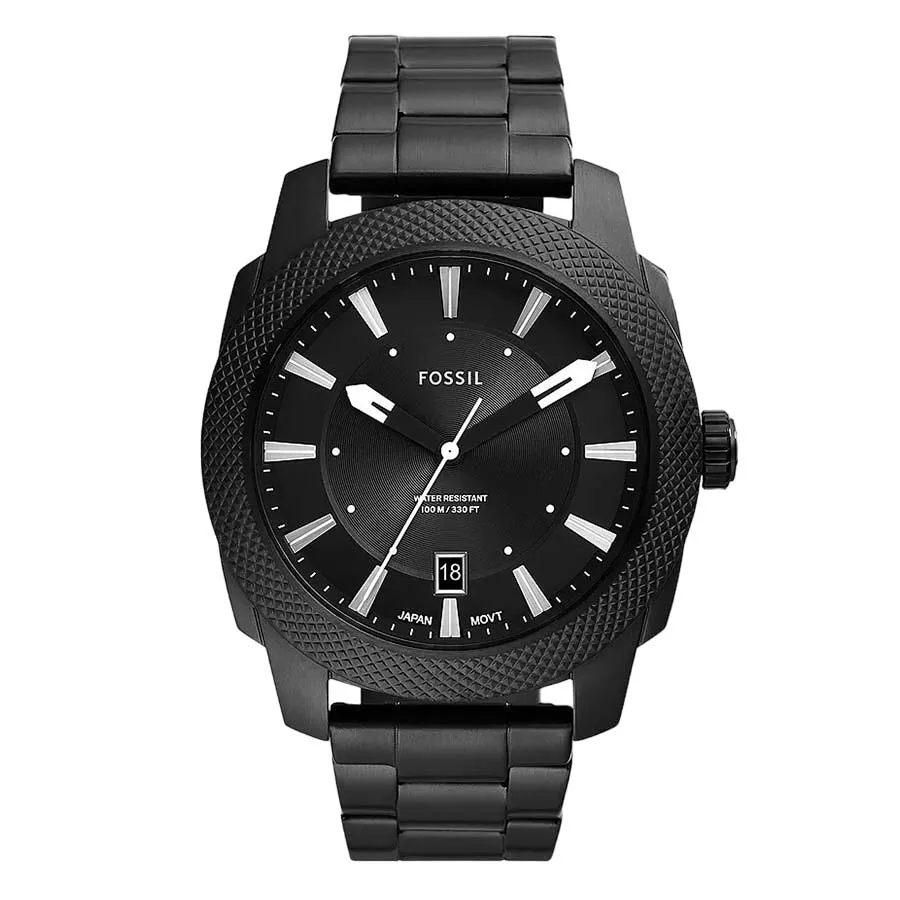 Đồng Hồ Nam Fossil Machine Three-Hand Date Black Stainless Steel Watch FS5971 Màu Đen