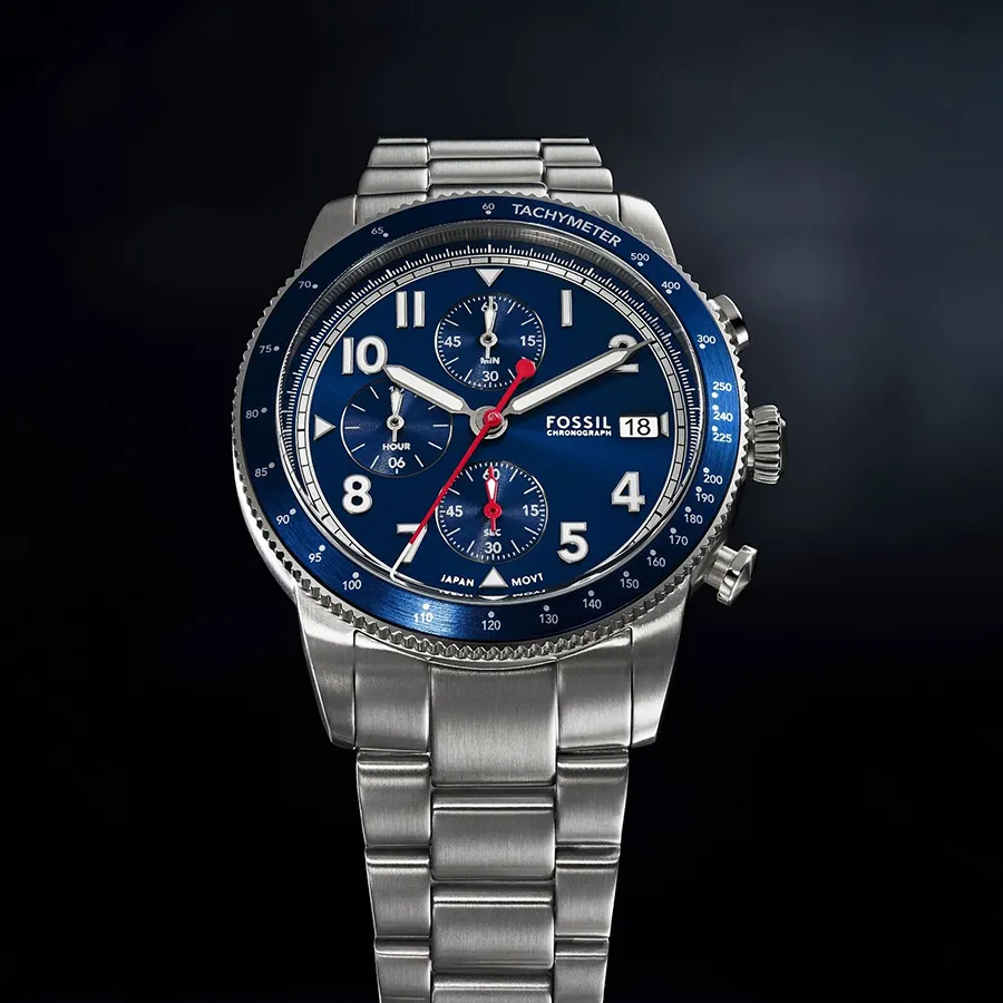 Đồng Hồ Nam Fossil Sport Tourer FS6047 Chronograph 42mm Màu Bạc