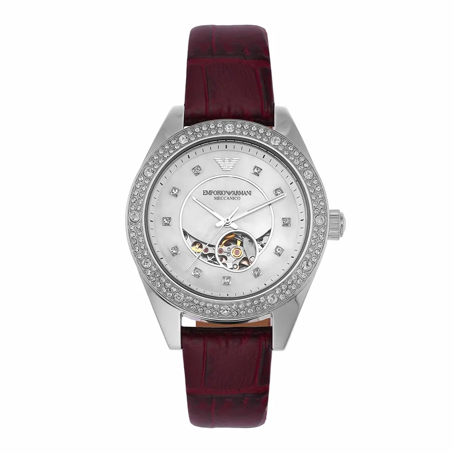 Đồng hồ Máy Automatic (Tự động) - Đồng Hồ Nữ Emporio Armani Automatic Red Leather Watch AR60075 Màu Đỏ - Vua Hàng Hiệu