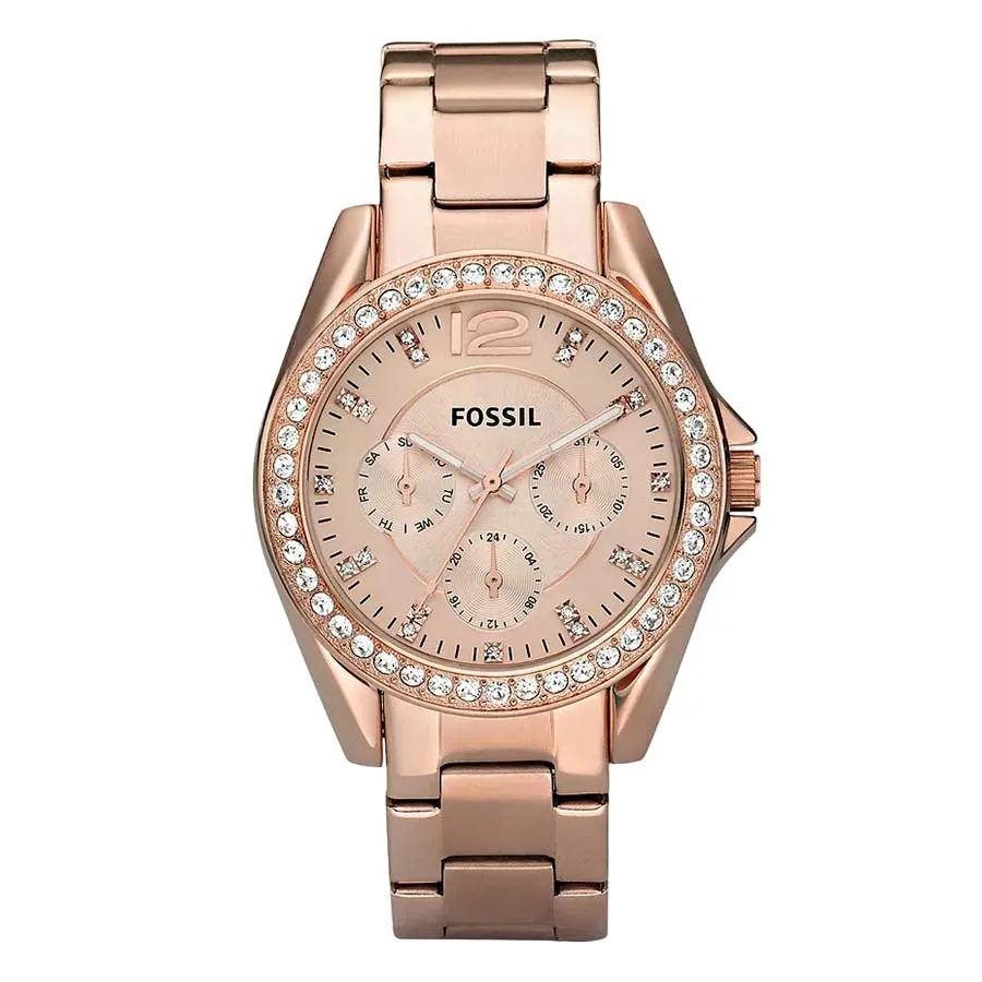 Đồng hồ Mỹ - Đồng Hồ Nữ Fossil Riley Multifunction Rose Gold-Tone Stainless Steel Watch ES2811 Màu Vàng Hồng - Vua Hàng Hiệu