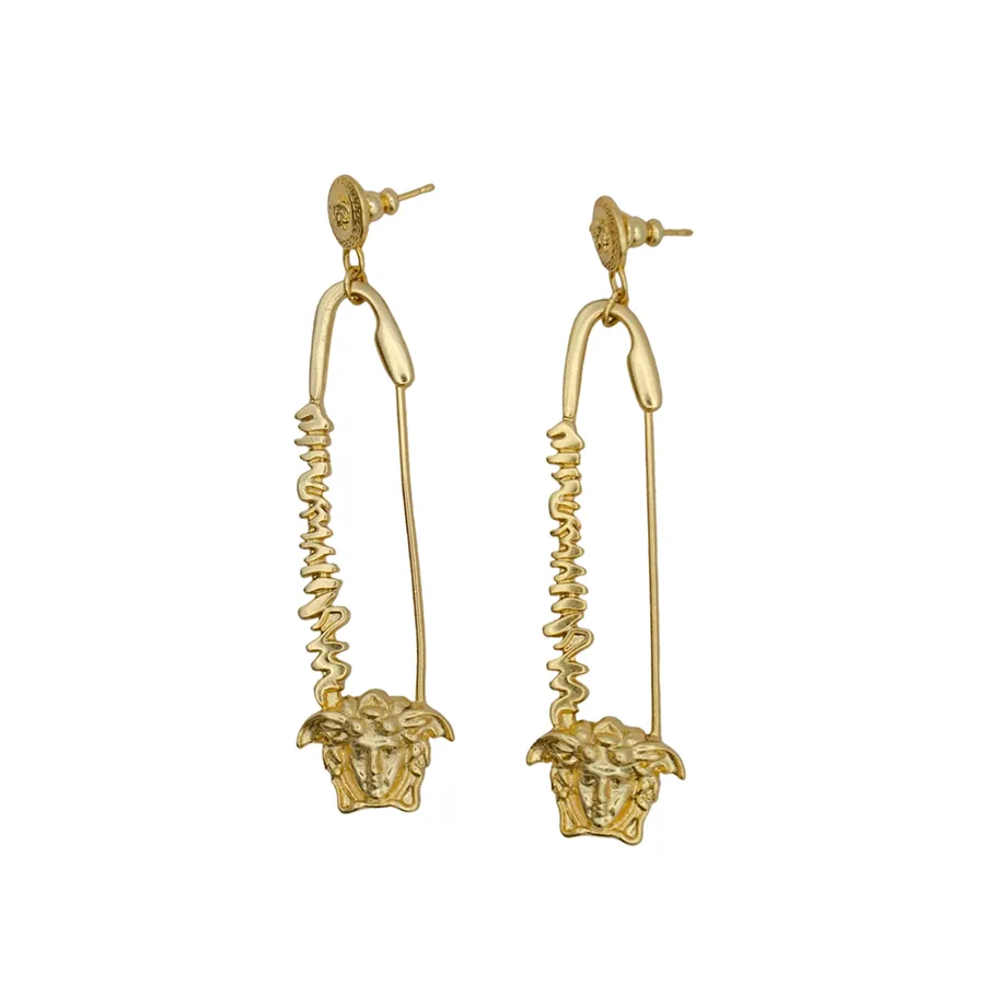 Trang sức Khuyên tai - Khuyên Tai Nữ Versace Vintage Versace Gold Metal Medusa Pin Studs Earrings Màu Vàng Gold - Vua Hàng Hiệu
