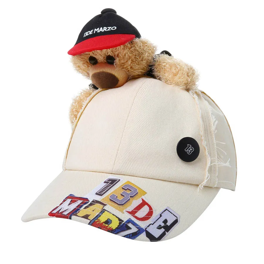 Mũ nón Cotton - Mũ 13 De Marzo Bear Cap Màu Trắng Kem - Vua Hàng Hiệu