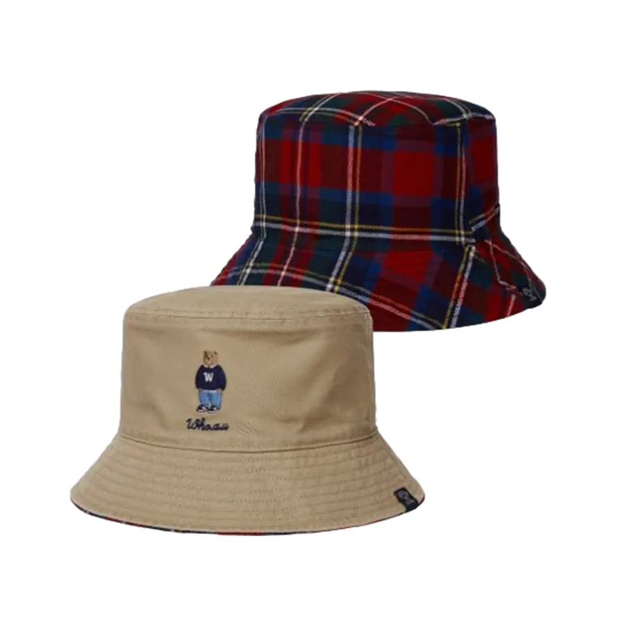 Mũ nón - Mũ WHOAU Steve Reversible Bucket Hat WHACD4932A-02 Hai Mặt Màu Be/Đỏ - Vua Hàng Hiệu